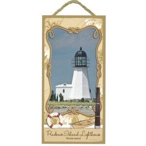 Rhode Island Prudence Island Lighthouse 5" x 10" Wood Plaque Sign Collectible